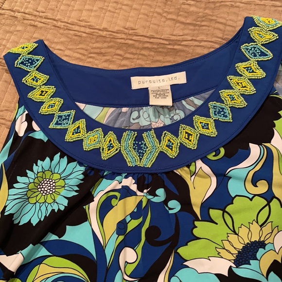 Pursuits Ltd, top, flower print, poly blend, L - Picture 3 of 8